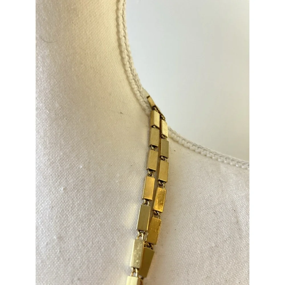 Vintage Monet Necklace Gold Tone Heavy Rectangular Link Wrap Glam Runway Couture